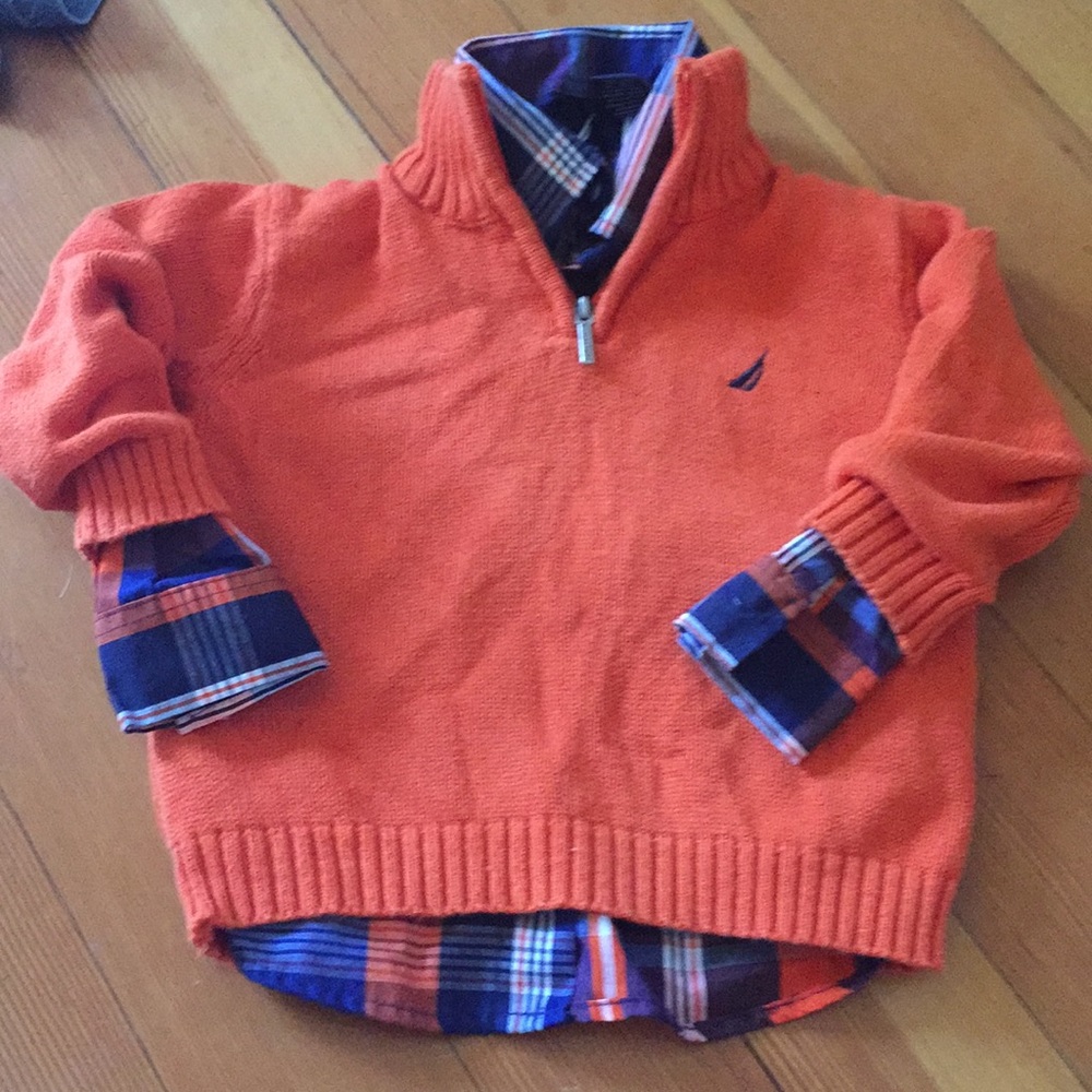 Toddler sweater and matching button down shirt